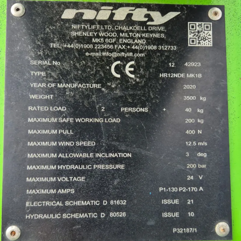 12M Nifty HR12 Boom Lift 2020